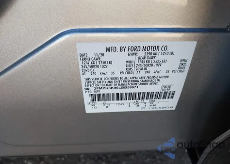 2020 Ford Edge Titanium z USA, uszkodzony, nr VIN 2FMPK3K96LBB58671